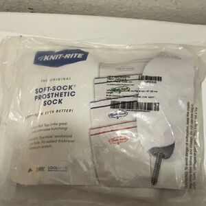 New! Knit-Rite Amputee Prosthetic Sock, Soft Sock 3 ply Item #1SP31416 White G2